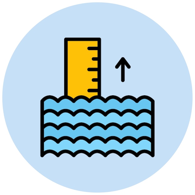 Imagen vectorial del icono de elevación del nivel del mar Se puede usar para el calentamiento global
