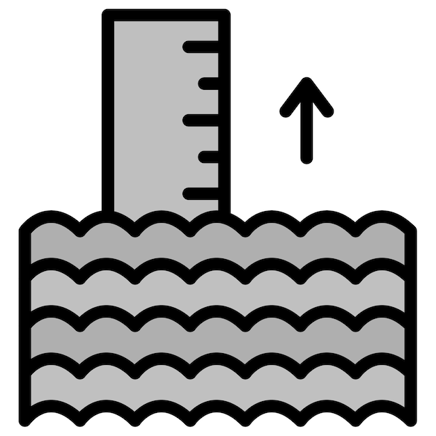 Imagen vectorial del icono de elevación del nivel del mar Se puede usar para el calentamiento global
