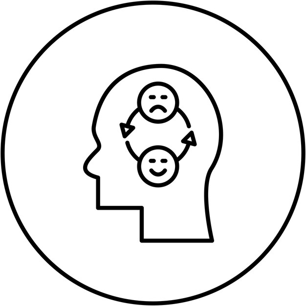 La imagen vectorial del icono de la emoción bipolar se puede utilizar para la salud mental
