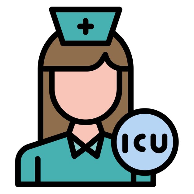 Imagen vectorial del icono de la enfermera de la UCI Se puede utilizar para la enfermería