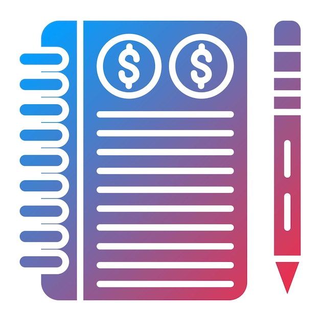 Imagen vectorial del ícono de entrada del diario Se puede utilizar para la contabilidad