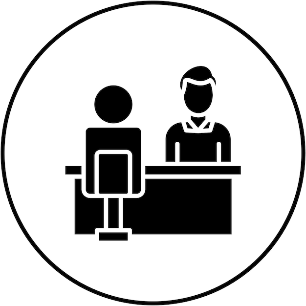 Imagen vectorial del icono de la entrevista en persona Puede utilizarse para la búsqueda de empleo