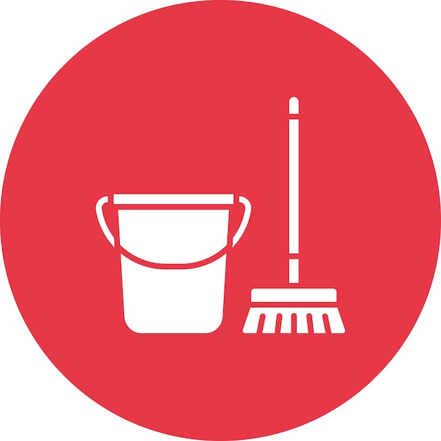 Imagen vectorial del icono de la escoba y el cubo Se puede usar para el Día del Trabajo