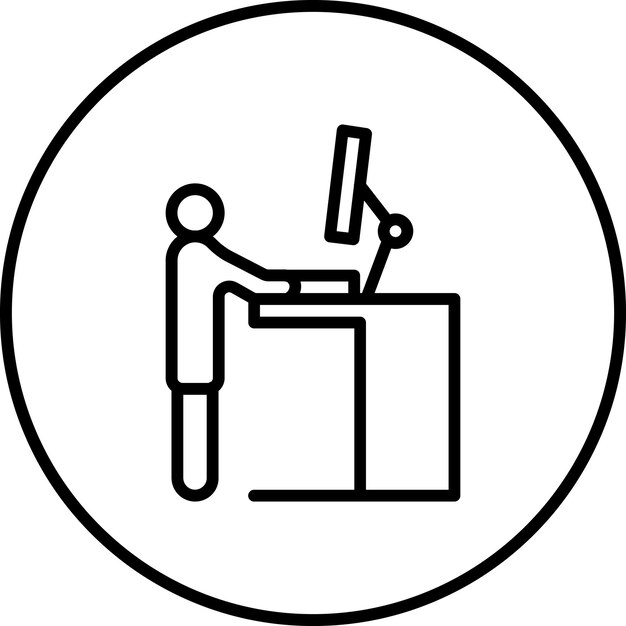 Imagen vectorial del icono del escritorio de pie Se puede utilizar para el espacio de coworking