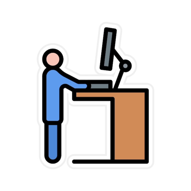 Imagen vectorial del icono del escritorio de pie Se puede utilizar para el espacio de coworking