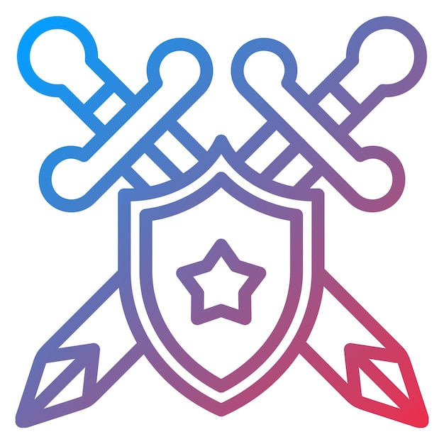 La imagen vectorial del icono del escudo de la espada se puede usar para Fairytale
