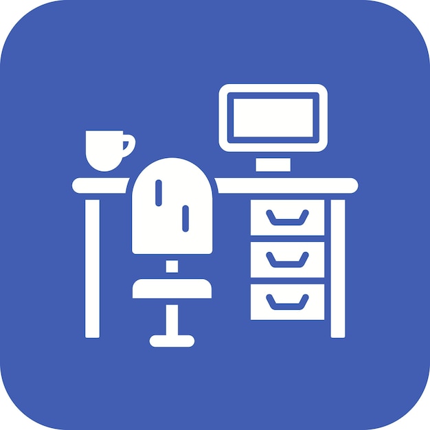 Imagen vectorial del icono de la estación de trabajo Se puede utilizar para negocios basados en el hogar