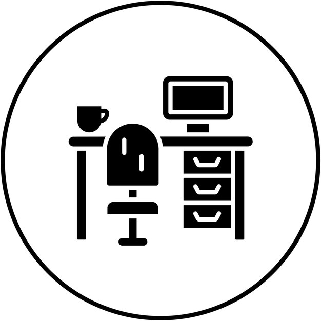 Imagen vectorial del icono de la estación de trabajo Se puede utilizar para negocios basados en el hogar