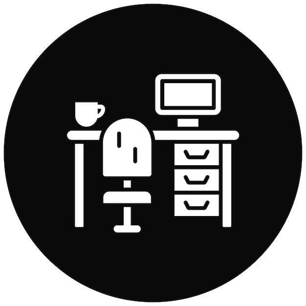 Imagen vectorial del icono de la estación de trabajo Se puede utilizar para negocios basados en el hogar