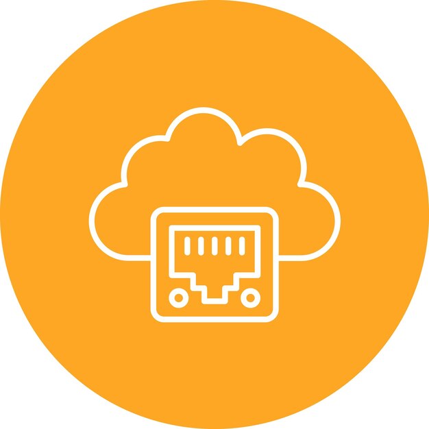 Vector la imagen vectorial del icono de ethernet en la nube se puede utilizar para la computación en la nube