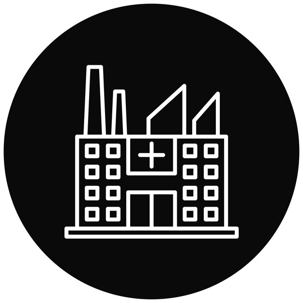Imagen vectorial del icono de la fábrica de medicamentos Puede utilizarse para la medicina I