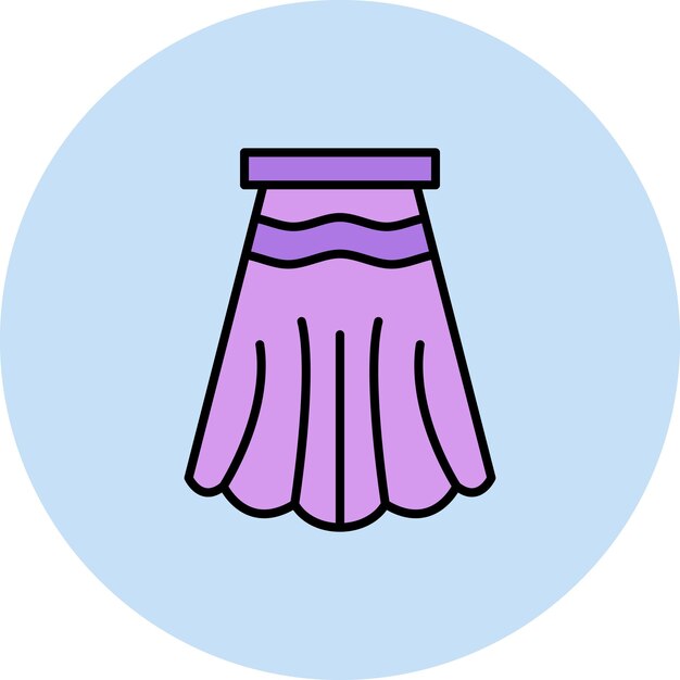 La imagen vectorial del icono de la falda larga se puede utilizar para la ropa
