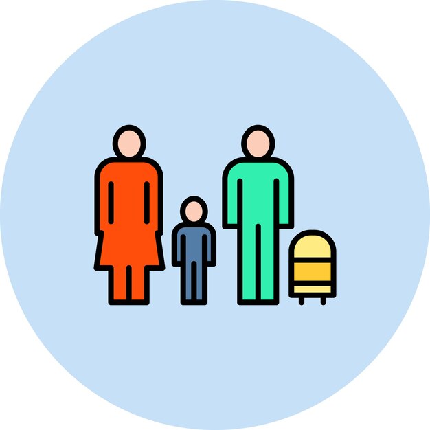 Imagen vectorial del ícono de la familia Se puede utilizar para la inmigración
