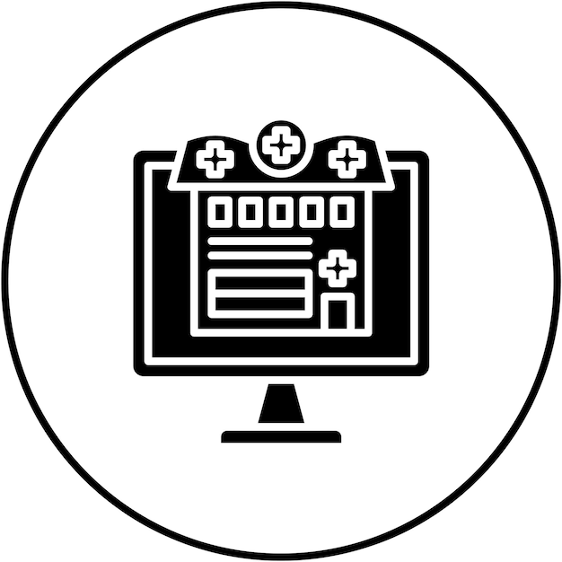 Imagen vectorial del icono de la farmacia en línea Se puede utilizar para la farmacia