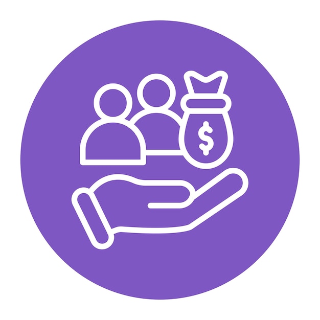 Imagen vectorial del icono de financiación colectiva de capital humano Se puede utilizar para la financiación colectiva
