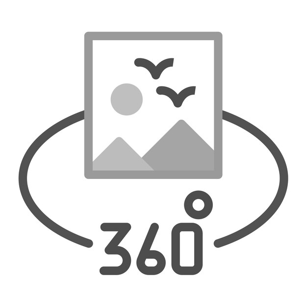 Imagen vectorial de icono de foto de 360 grados Puede utilizarse para la realidad aumentada