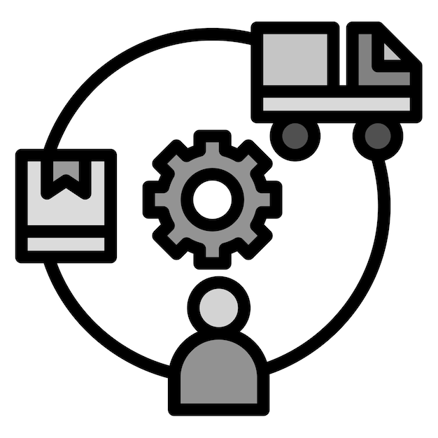 Imagen vectorial del icono de gestión de la cadena de suministro Se puede utilizar para la cadena de suministros