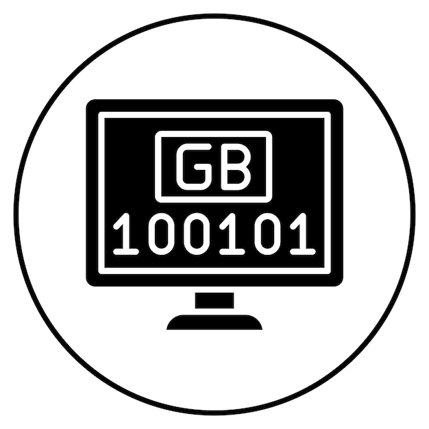 Imagen vectorial de icono de gigabytes puede usarse para ciencias de la computación