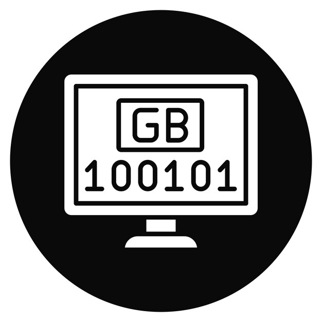 Imagen vectorial de icono de gigabytes puede usarse para ciencias de la computación