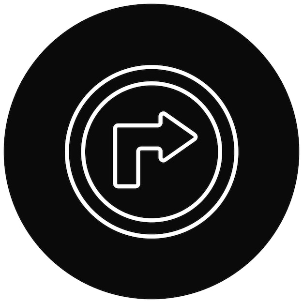 La imagen vectorial del icono de giro a la derecha se puede utilizar para las señales de tráfico