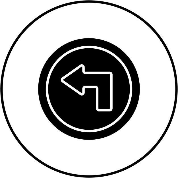 La imagen vectorial del ícono de giro izquierdo se puede utilizar para las señales de tráfico