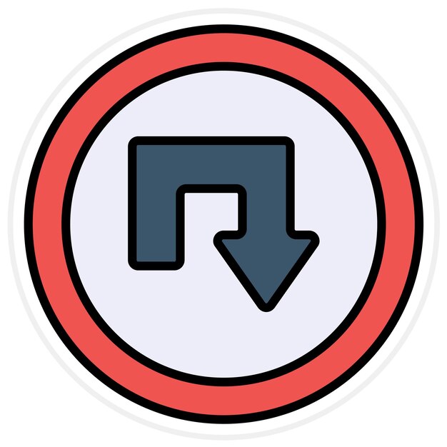 Imagen vectorial del icono de giro en U Se puede utilizar para las señales de tráfico