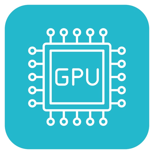 Imagen vectorial de icono de Gpu Se puede usar para Ciencias de la Computación