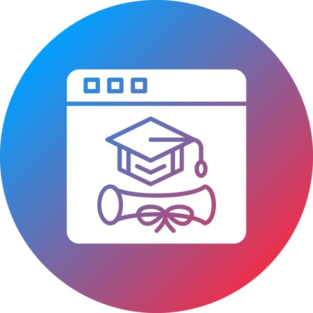 Imagen vectorial del ícono de grado en línea Se puede utilizar para la educación en línea