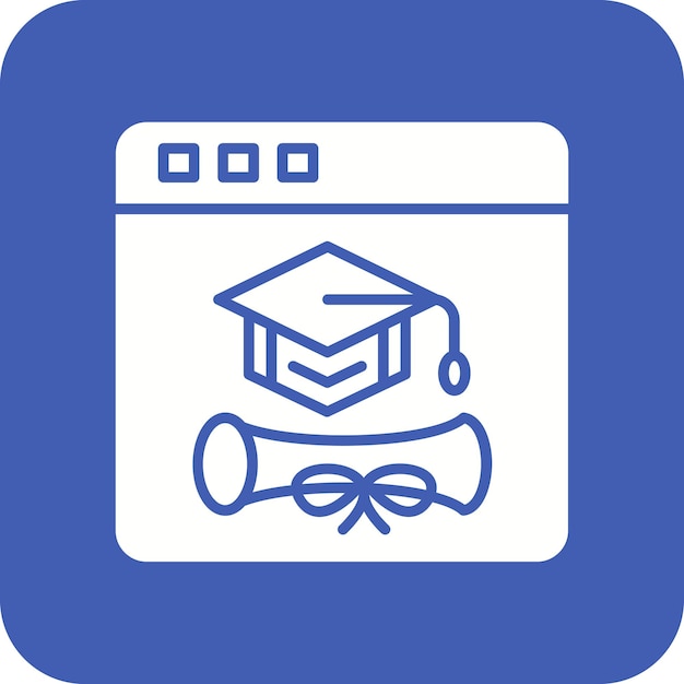 Imagen vectorial del ícono de grado en línea Se puede utilizar para la educación en línea