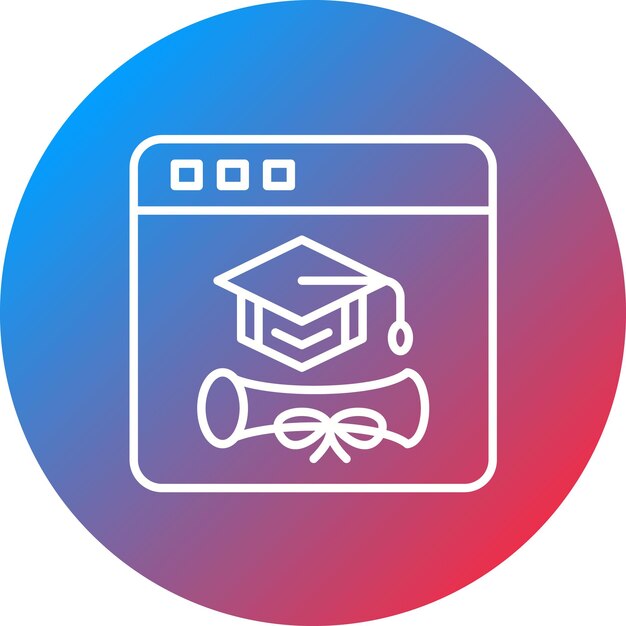 Imagen vectorial del ícono de grado en línea Se puede utilizar para la educación en línea