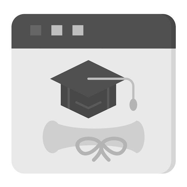 Imagen vectorial del ícono de grado en línea Se puede utilizar para la educación en línea