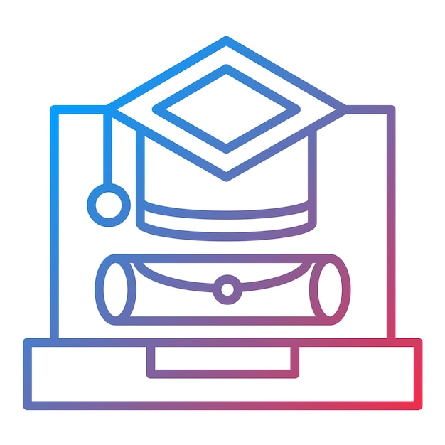 Imagen vectorial del icono de graduación en línea Se puede usar para Back to School