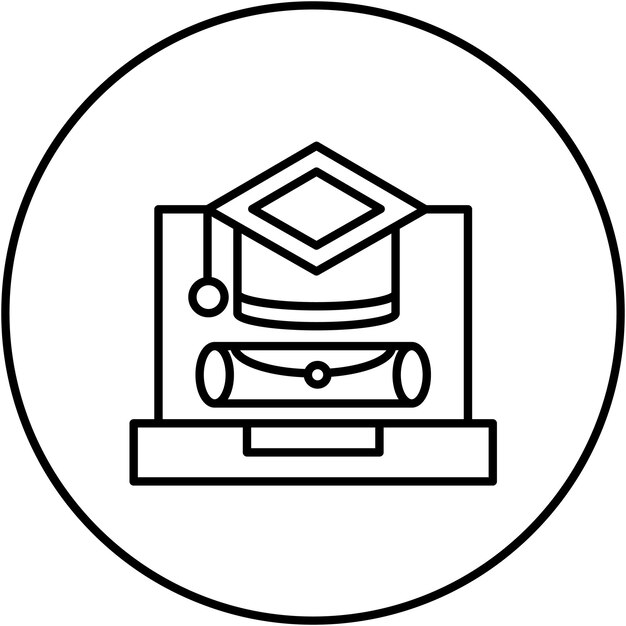 Imagen vectorial del icono de graduación en línea Se puede usar para Back to School