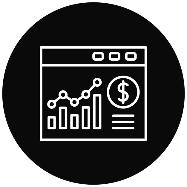 Imagen vectorial del icono del gráfico de barras del sitio web Se puede utilizar para SEO y SEM