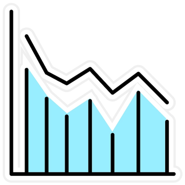 Imagen vectorial del icono del gráfico de línea declinante Se puede utilizar para infografías
