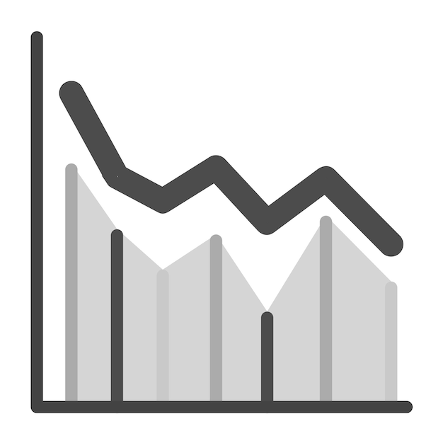 Imagen vectorial del icono del gráfico de línea declinante Se puede utilizar para infografías