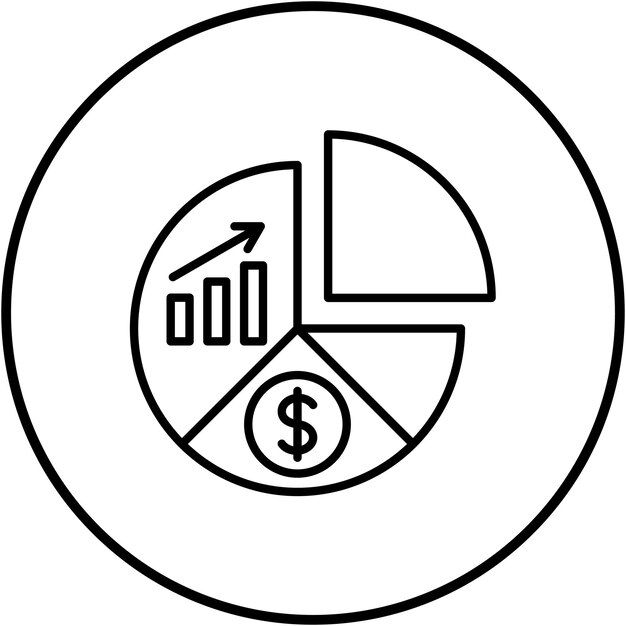 Imagen vectorial del icono del gráfico de pasteles Se puede utilizar para la banca y las finanzas