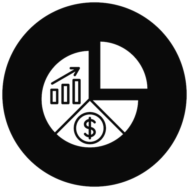 Imagen vectorial del icono del gráfico de pasteles Se puede utilizar para la banca y las finanzas