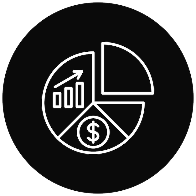 Imagen vectorial del icono del gráfico de pasteles Se puede utilizar para la banca y las finanzas