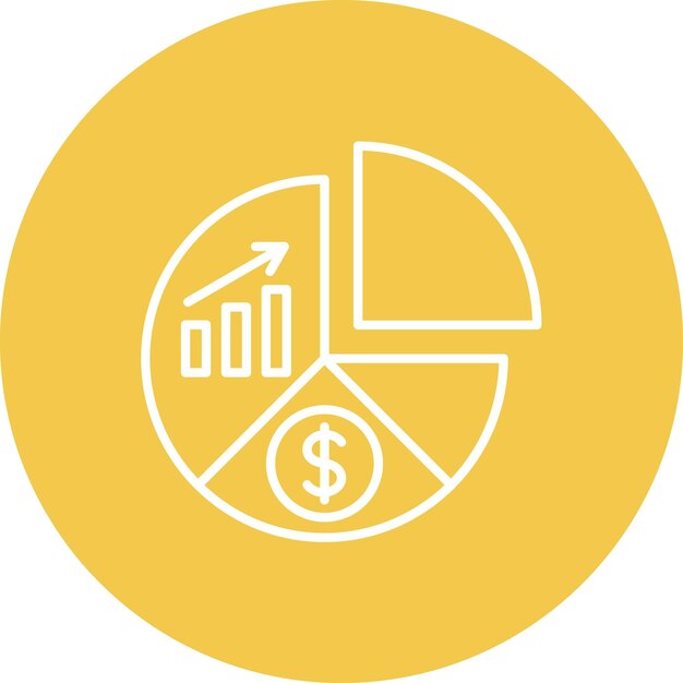 Imagen vectorial del icono del gráfico de pasteles Se puede utilizar para la banca y las finanzas