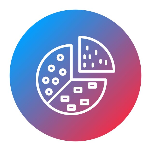 La imagen vectorial del icono del gráfico de pie se puede utilizar para la ciencia de datos