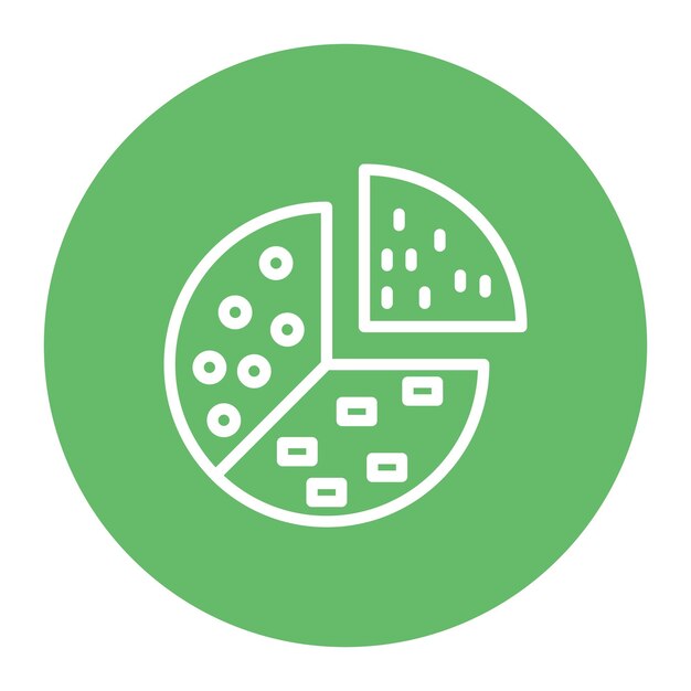 La imagen vectorial del icono del gráfico de pie se puede utilizar para la ciencia de datos