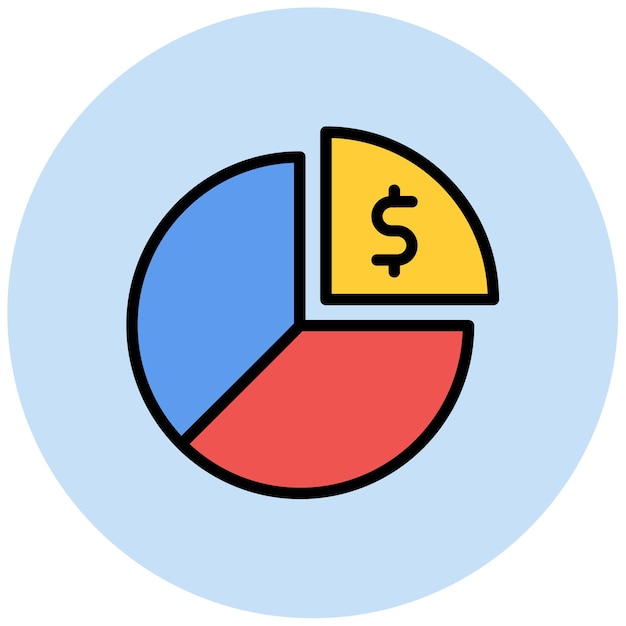Imagen vectorial del icono del gráfico de la torta del mercado Se puede utilizar para el comercio