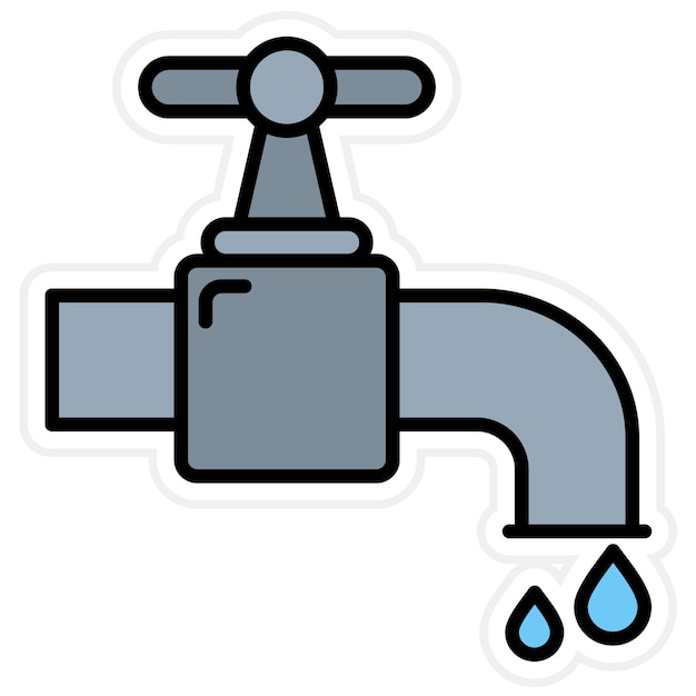 Vector imagen vectorial del icono del grifo de agua se puede utilizar para la rutina de higiene