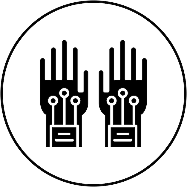Imagen vectorial del icono de los guantes con cable se puede utilizar para la tecnología