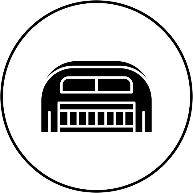 Imagen vectorial del icono del hangar Se puede utilizar para la aviación