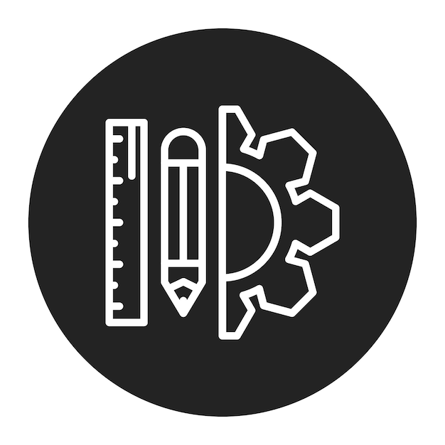 Imagen vectorial del icono de las herramientas del ingeniero Se puede utilizar para el ingeniero en mecánica