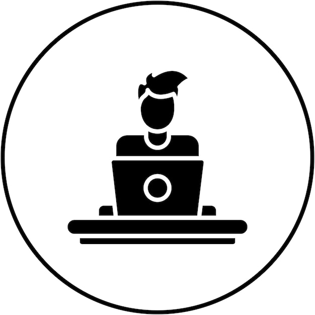 Imagen vectorial del icono del hombre que trabaja en casa Se puede utilizar para trabajar desde casa