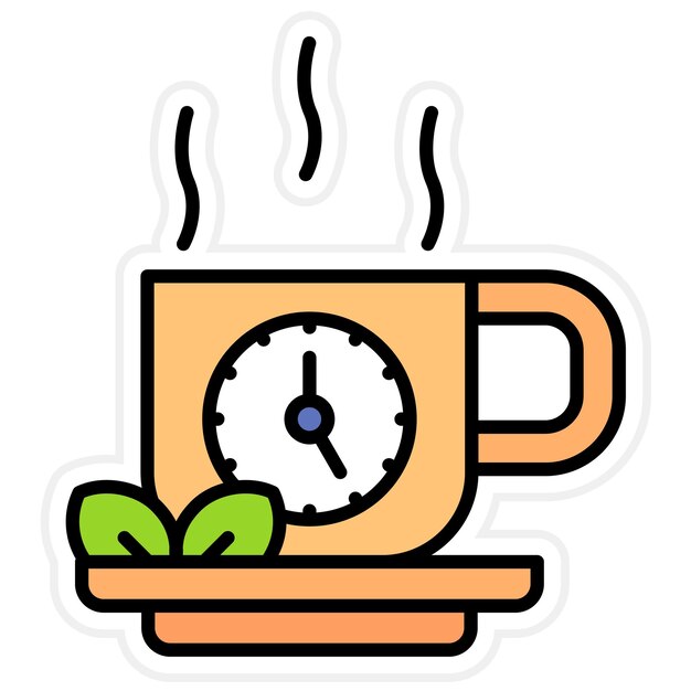 Imagen vectorial del icono de la hora del té Se puede usar para la hora y la fecha