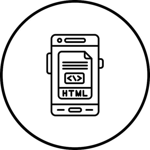 Imagen vectorial de icono HTML Se puede utilizar para el desarrollo de aplicaciones móviles
